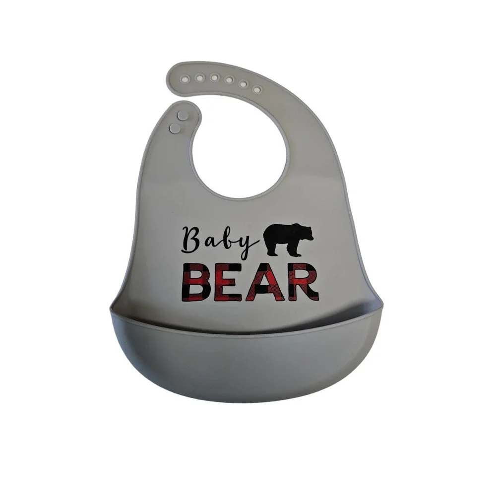 Cloud Island Little Treasure Bibs Unisex OS Gray Silicone Baby Bear Fox 3 Pack